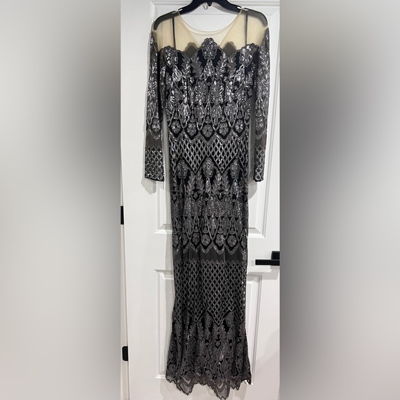 corset top midi dress Talia Black Satin Lace Maxi Style:Plaid Brand:KimberlyC Navy blue long sleeve
